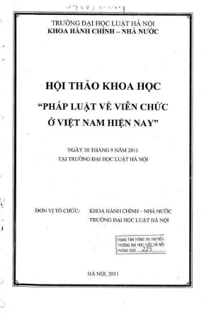 Kỷ yếu hội thảo khoa học pháp luật về viên chức ở việt nam hiện nay