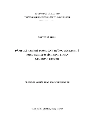 Luận văn thạc sĩ quản lý kinh tế đánh giá hạn khí tượng ảnh hưởng đến kinh tế nông nghiệp ở tỉnh ninh thuận giai đoạn 20002022