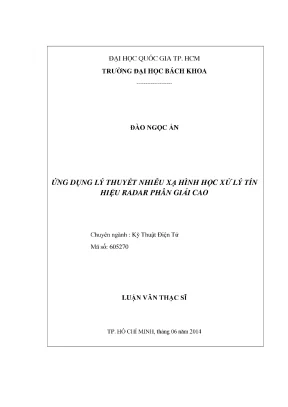 Luận văn thạc sĩ kỹ thuật điện tử ứng dụng lý thuyết nhiễu xạ hình học để xử lý tín hiệu radar phân giải cao