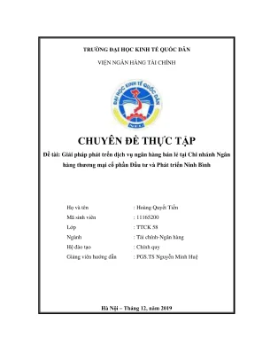 Chuyên đề thực tập giải pháp phát triển dịch vụ ngân hàng bán lẻ tại chi nhánh ngân hàng thương mại cổ phần đầu tư và phát triển ninh bình