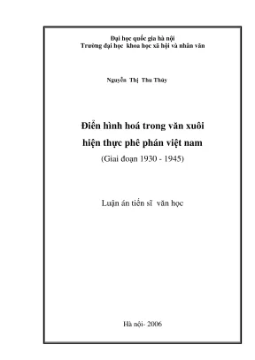 Luận án tiến sĩ văn học điển hình hoá trong văn xuôi hiện thực phê phán việt nam giai đoạn 1930 1945