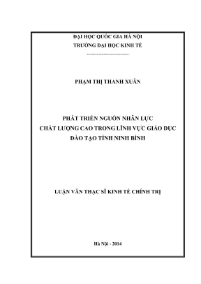 Luận văn thạc sĩ kinh tế chính trị phát triển nguồn nhân lực chất lượng cao trong lĩnh vực giáo dục đào tạo tỉnh ninh bình
