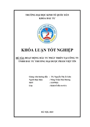 Khóa luận tốt nghiệp hoạt động đầu tư phát triển tại công ty tnhh đầu tư thương mại dược phẩm việt tín