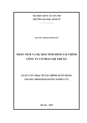 Luận văn thạc sĩ tài chính ngân hàng phân tích và dự báo tình hình tài chính công ty cổ phần sợi thế kỷ