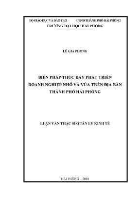 Luận văn thạc sĩ quản lý kinh tế biện pháp thúc đẩy phát triển doanh nghiệp nhỏ và vừa trên địa bàn thành phố hải phòng