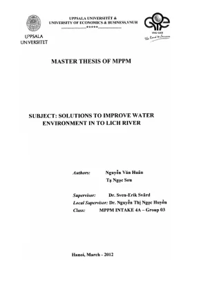 Luận văn thạc sĩ quản lý công solutions to improve water environment in to lich river