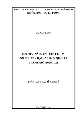 Luận văn thạc sĩ quản lý kinh tế biện pháp nâng cao chất lượng đội ngũ cán bộ lãnh đạo quản lý thành phố móng cái