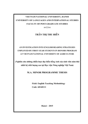 An investigation into english reading strategies employed by firstyear students in honors program at vietnam national university of agriculture