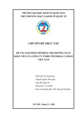Chuyên đề thực tập giải pháp mở rộng thị trường xuất khẩu nến của công ty tnhh universal candle việt nam
