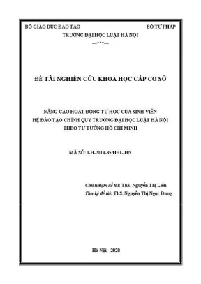 Đề tài nghiên cứu khoa học cấp trường nâng cao hoạt động tự học của sinh viên hệ đào tạo chính quy trường đại học luật hà nội theo tư tưởng hồ chí minh