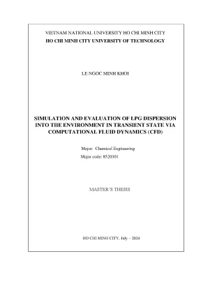 Luận văn thạc sĩ kỹ thuật hóa học simulation and evaluation of lpg dispersion into the environment in transient state via computational fluid dynamics cfd