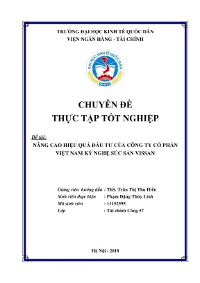 Chuyên đề thực tập tốt nghiệp nâng cao hiệu quả đầu tư của công ty cổ phần việt nam kỹ nghệ súc sản vissan