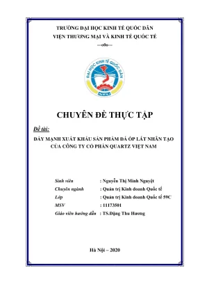 Chuyên đề thực tập đẩy mạnh xuất khẩu sản phẩm đá ốp lát nhân tạo của công ty cổ phần quartz việt nam