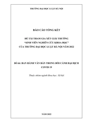 Đề tài sinh viên nghiên cứu khoa học ban hành văn bản trong bối cảnh đại dịch covid19