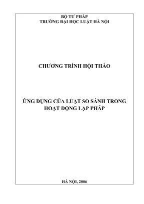 Kỷ yếu hội thảo khoa học ứng dụng của luật so sánh trong hoạt động lập pháp