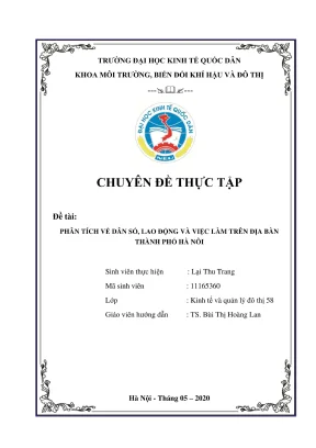 Chuyên đề thực tập phân tích về dân số lao động việc làm trên địa bàn thành phố hà nội