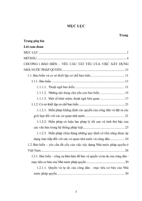 Luận văn thạc sĩ luật học bảo hiến và vai trò của bảo hiến trong việc xây dựng nhà nước pháp quyền ở việt nam