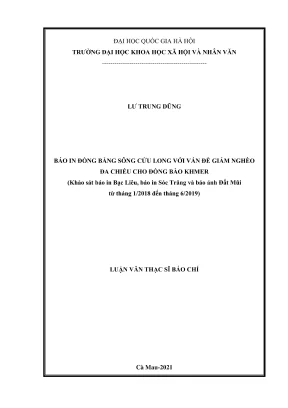 Luận văn thạc sĩ báo chí báo in đồng bằng sông cửu long với vấn đề giảm nghèo đa chiều cho đồng bào khmer khảo sát báo in bạc liêu báo in sóc trăng và báo ảnh đất mũi từ tháng 12018 đến tháng 62019