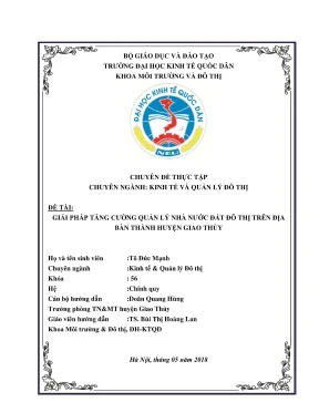 Chuyên đề thực tập tăng cường quản lý nhà nước về đất đô thị trên địa bàn huyện giao thủy