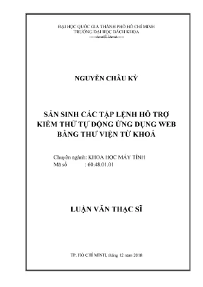 Luận văn thạc sĩ khoa học máy tính sản sinh các tập lệnh hỗ trợ kiểm thử tự động ứng dụng web bằng thư viện từ khóa