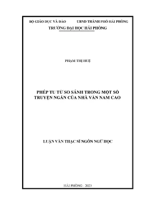 Luận văn thạc sĩ ngôn ngữ học phép tu từ so sánh trong một số truyện ngắn của nhà văn nam cao