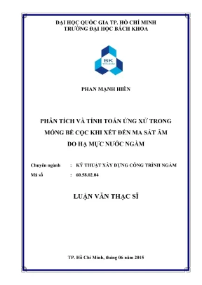 Luận văn thạc sĩ kỹ thuật xây dựng phân tích và tính toán ứng xử trong móng bè cọc khi xét đến ma sát âm do hạ mực nước ngầm