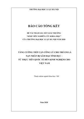 Đề tài sinh viên nghiên cứu khoa học tăng cường tiếp cận công lý cho trẻ em là nạn nhân bị xâm hại tình dục từ thực tiễn quốc tế đến kinh nghiệm cho việt nam