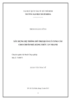 Luận văn thạc sĩ kỹ thuật công nghiệp xây dựng hệ thống hỗ trợ quản lý cung cầu cho chuỗi nhà hàng thức ăn nhanh