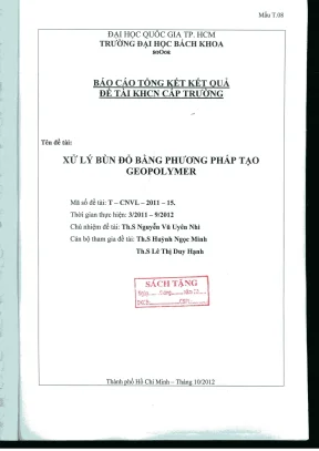 Đề tài nghiên cứu khoa học cấp trường xử lý bùn đỏ bằng phương pháp tạo geopolyme
