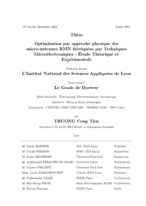 Luận án tiến sĩ optimisation par approche physique des microantennes rmn fabriquees par techniques microelectroniques étude theorique et experimentale