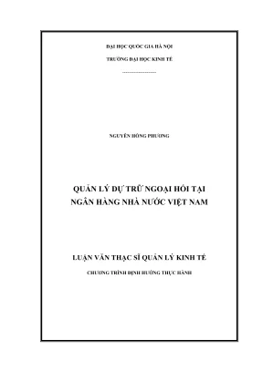 Luận văn thạc sĩ quản lý kinh tế quản lý dự trữ ngoại hối tại ngân hàng nhà nước việt nam