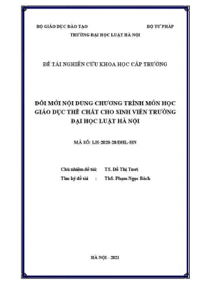 Đề tài nghiên cứu khoa học cấp trường đổi mới nội dung chương trình môn học giáo dục thể chất cho sinh viên trường đại học luật hà nội