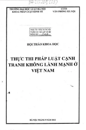 Kỷ yếu hội thảo khoa học thực thi pháp luật cạnh tranh không lành mạnh ở việt nam