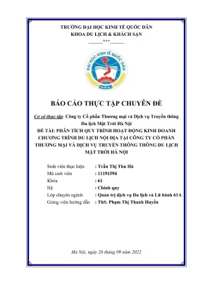 Chuyên đề thực tập phân tích quy trình hoạt động kinh doanh chương trình du lịch nội địa tại công ty cổ phần hanoi sun travel