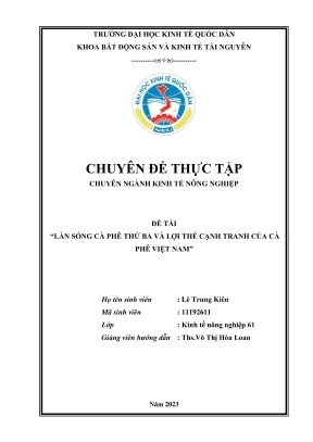 Chuyên đề thực tập làn sóng cà phê thứ ba và lợi thế cạnh tranh của cà phê việt nam
