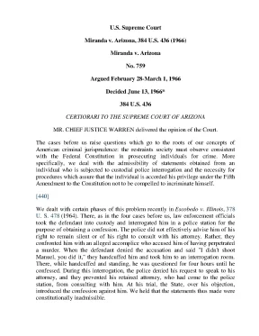Miranda v arizona 1966 arizona supreme court