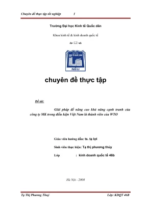 Chuyên đề thực tập giải pháp để nâng cao khả năng cạnh tranh của công ty mk trong điều kiện việt nam là thành viên của wto