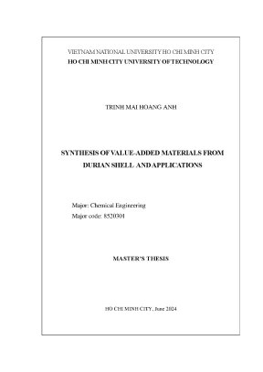 Luận văn thạc sĩ kỹ thuật hóa học synthesis of valueadded materials from durian shell and applications