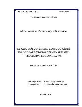 Đề tài nghiên cứu khoa học cấp trường kỹ năng giải quyết tình huống có vấn đề trong hoạt động học tập của sinh viên trường đại học luật hà nội
