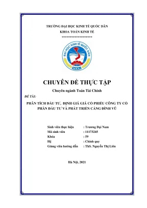 Chuyên đề thực tập phân tích đầu tư định giá cổ phiếu công ty cổ phần đầu tư và phát triển cảng đình vũ