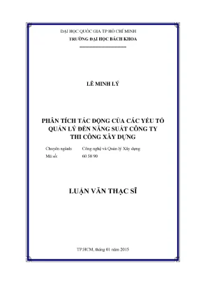 Luận văn thạc sĩ quản lý xây dựng phân tích tác động của các yếu tố quản lý đến năng suất công ty thi công xây dựng