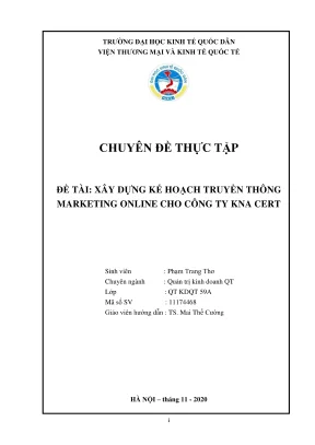 Chuyên đề thực tập xây dựng kế hoạch truyền thông marketing online cho công ty kna cert
