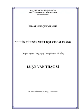 Luận văn thạc sĩ công nghệ thực phẩm nghiên cứu sản xuất bột củ cải trắng