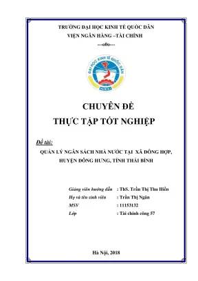 Chuyên đề thực tập tốt nghiệp quản lý ngân sách nhà nước tại xã đông hợp huyện đông hưng tỉnh thái bình
