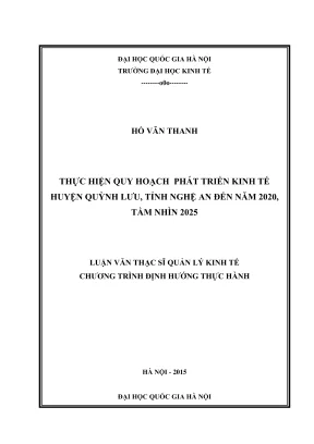 Luận văn thạc sĩ quản lý kinh tế thực hiện quy hoạch phát triển kinh tế huyện quỳnh lưu tỉnh nghệ an đến năm 2020 tầm nhìn 2025