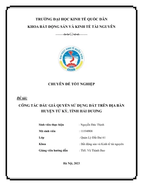 Chuyên đề tốt nghiệp công tác đấu giá quyền sử dụng đất trên địa bàn huyện tứ kỳ tỉnh hải dương