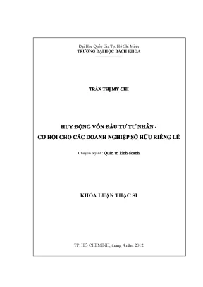 Luận văn thạc sĩ quản trị kinh doanh duy động vốn đầu tư tư nhân cơ hội cho các doanh nghiệp sở hữu riêng lẻ