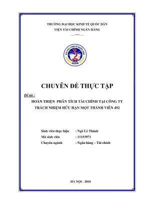 Chuyên đề thực tập hoàn thiện phân tích tài chính tại công ty trách nhiệm hữu hạn một thành viên 492