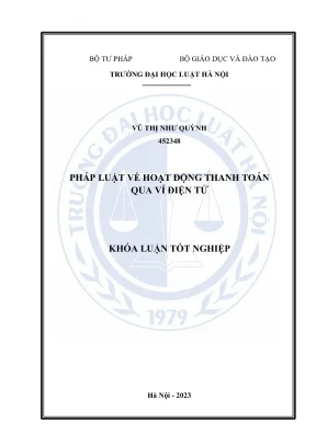 Khóa luận tốt nghiệp pháp luật về hoạt động thanh toán qua ví điện tử