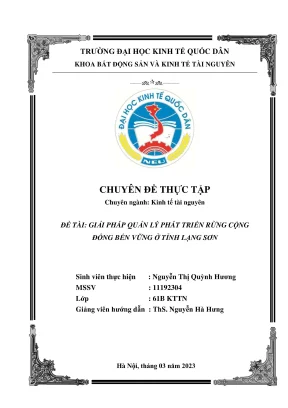 Chuyên đề thực tập giải pháp quản lý phát triển rừng cộng đồng bền vững tại tỉnh lạng sơn